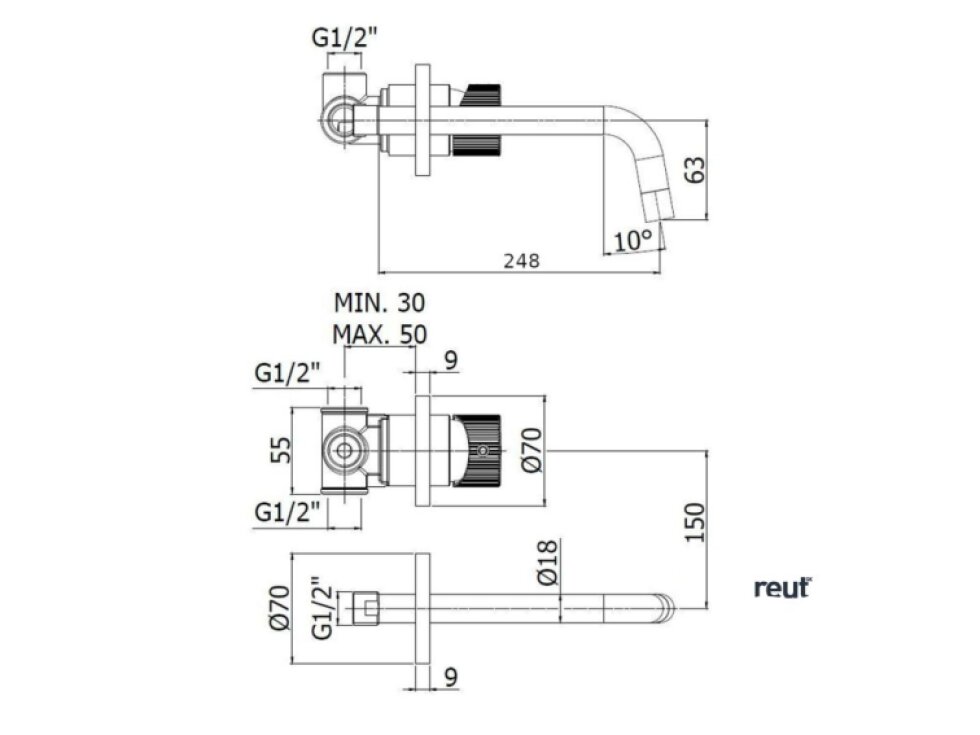 Paffoni Jo Umývadlová batéria pod omietku s telesom, 2-otvorová inštalácia, chróm JO007CR70