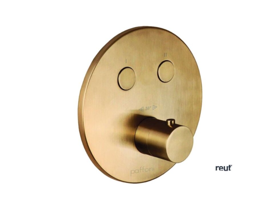 Paffoni Compact Box Termostatická batéria pod omietku, na 2 spotrebiče, kefovaná zlatá CPT018HGSP