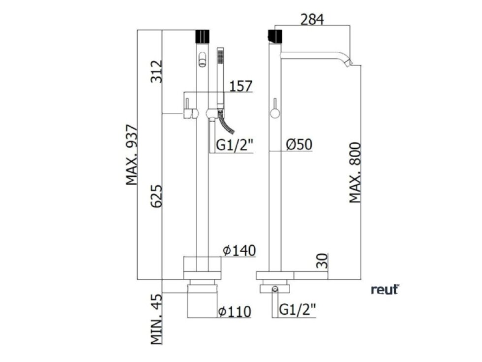 Paffoni Jo Vaňová batéria do podlahy, s príslušenstvom, matná čierna JO032NO