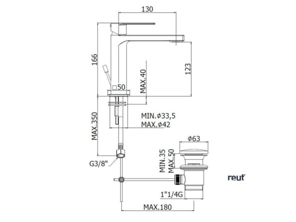 Paffoni Tango Umývadlová batéria s výpusťou, nerezová TA075ST