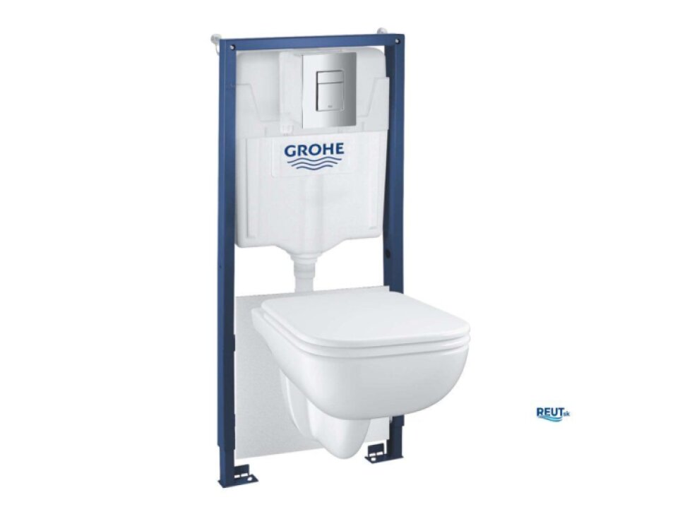 Grohe Solido Set predstenovej inštalácie, klozetu Edge Ceramic a dosky softclose, tlačidlo Even, chróm 39817000-GR