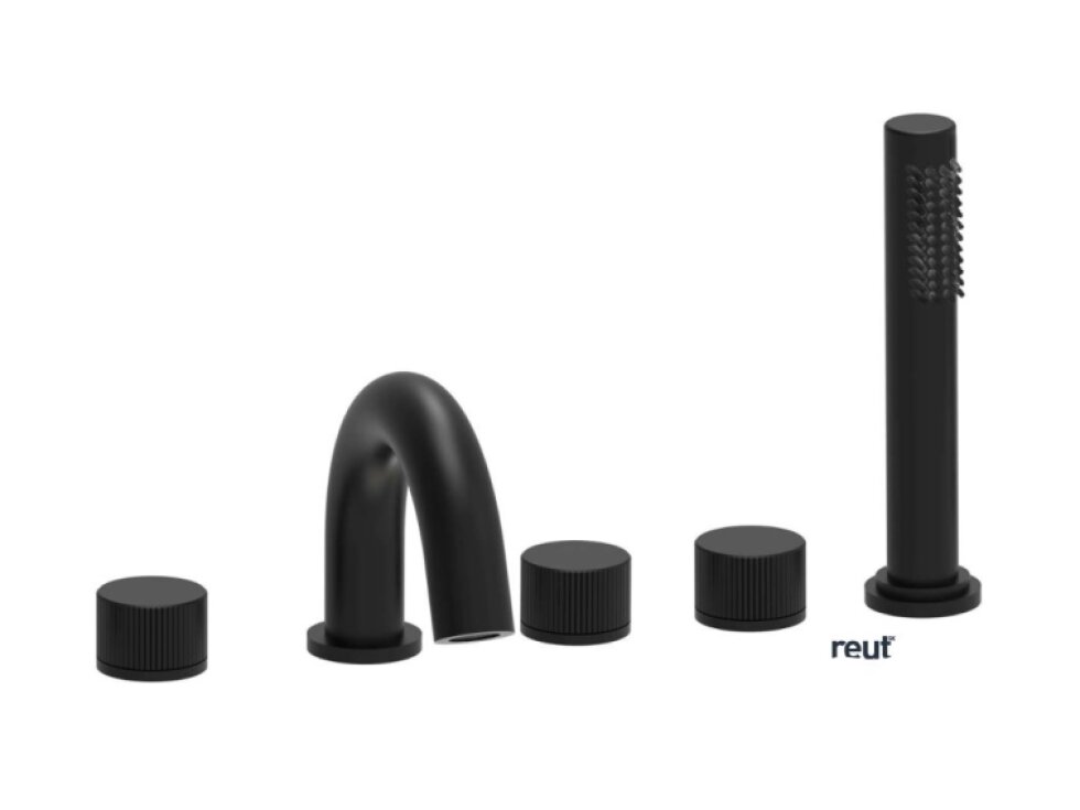 Paffoni Jo Batéria na okraj vane, 5-otvorová inštalácia, s telesom, matná čierna JO044NO