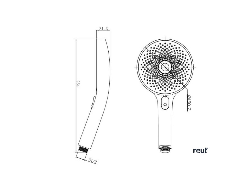 kielle Oudee Sprchová hlavica 130, 3 prúdy, chróm/čierna 20402000
