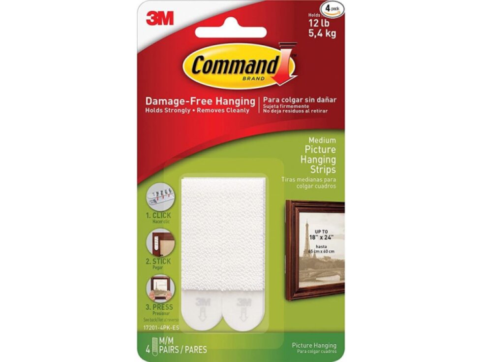 7204WHI-4-PTGR Command velké závěsné proužky 3M na obrazy, nosnost 5,4 kg