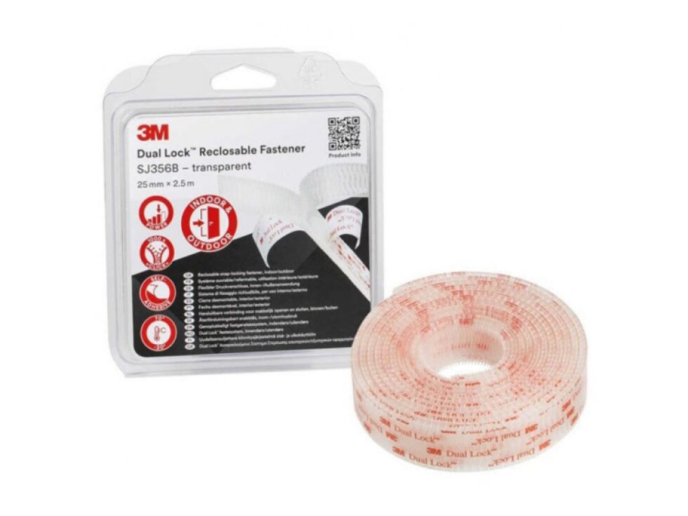 SJ356B SAMOLEPICÍ SUCHÝ ZIP 3M DUAL-LOCK SJ3560 V BLISTRU, ŠÍŘE 25MM, NÁVIN 2,5 M