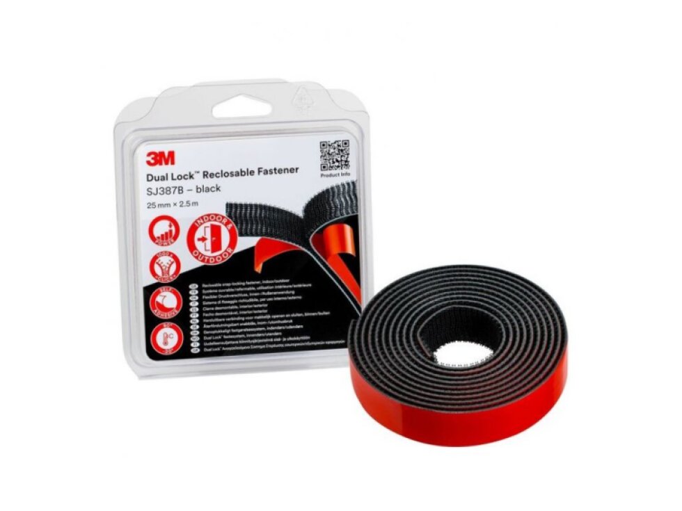 SJ387B samolepicí suchý zip 3M DUAL-LOCK SJ3870 v blistru, šíře 25mm, návin 2,5 m