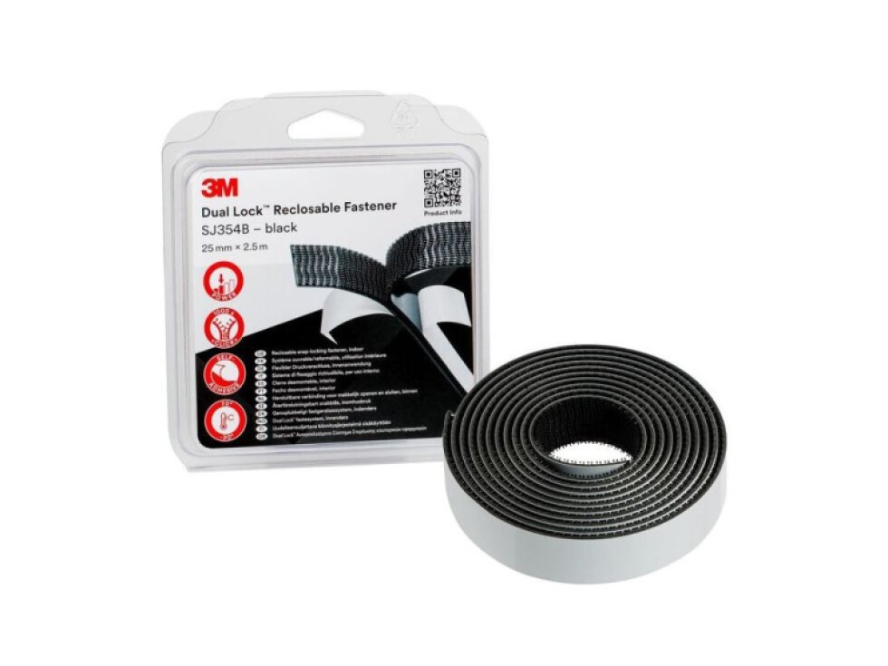 SJ354B samolepicí suchý zip 3M DUAL-LOCK SJ3540 v blistru, šíře 25mm, návin 2,5 m