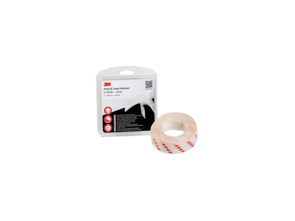SJ 352BWT 3M Hook & Loop háčky a smyčky bílý, 2 x 25 mm x 1,25 m, kompletní spoj v blistru, interiér