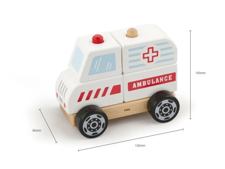 Dřevěná skládačka - sanitka