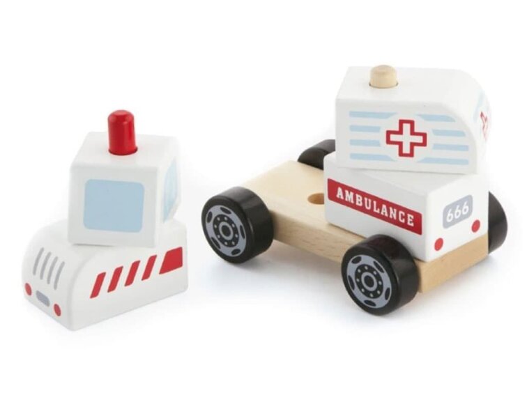 Dřevěná skládačka - sanitka