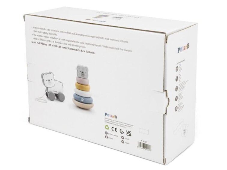 Dřevěná tahačka a pyramida lední medvěd