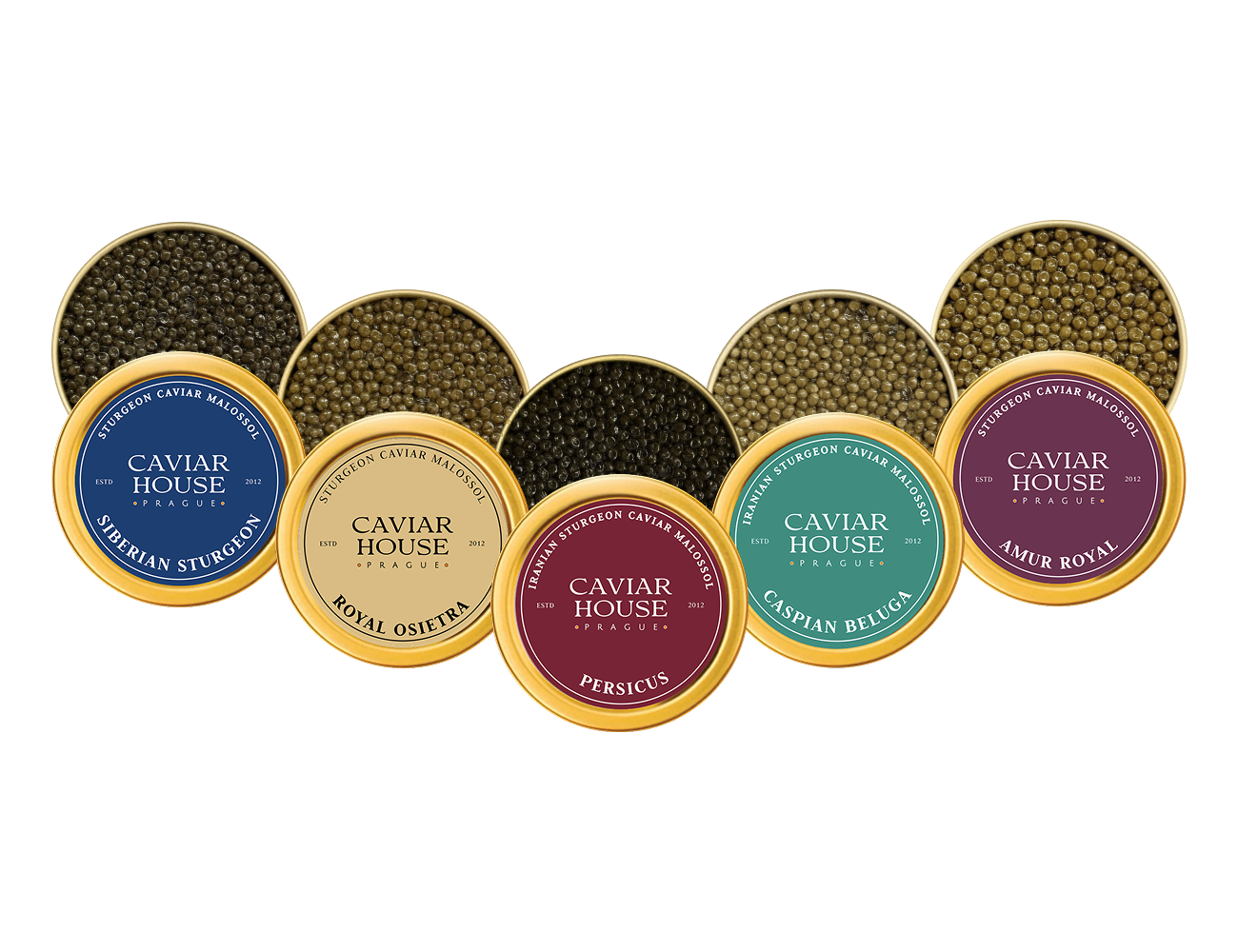 Set 5 druhů jeseterového kaviáru (5×30 g)
