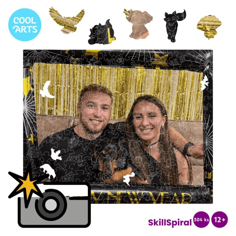 Z fotky v znamení Zvieratiek - 304 dielikov – Na šírku (5:4) - SkillSpiral - Drevené puzzle