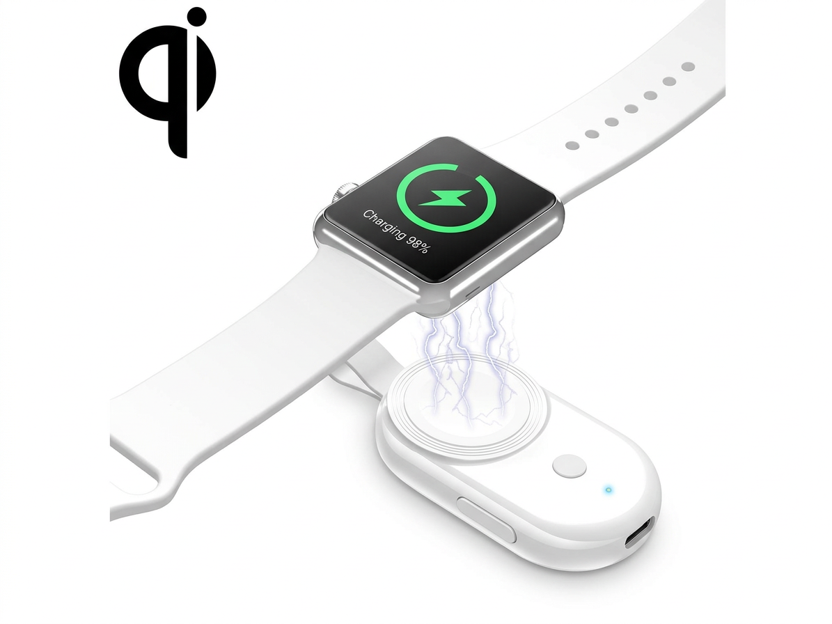 Univerzálna prenosná mobilná powerbanka a magnetická bezdrôtová nabíjačka Apple Watch Series 9/8/7/6/5/SE/4/3/2/1 biela farba