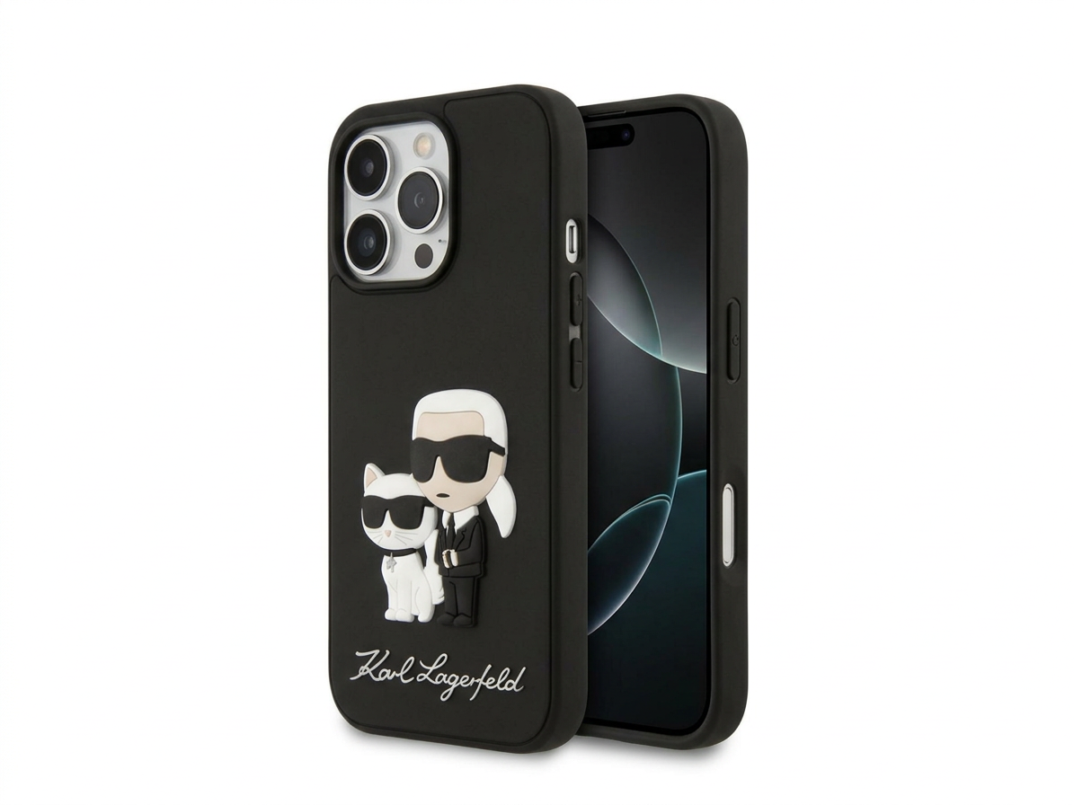 Karl Lagerfeld 3D Rubber Karl and Choupette Kryt iPhone 17 čierny