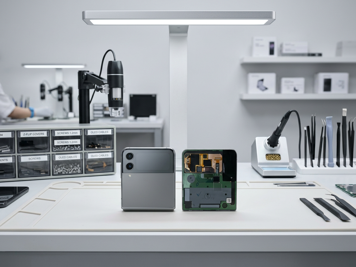 LCD displej + Dotykové sklo + rám (vonkajší) Samsung Galaxy Z Flip 3 5G (2021) sivá farba - Service pack