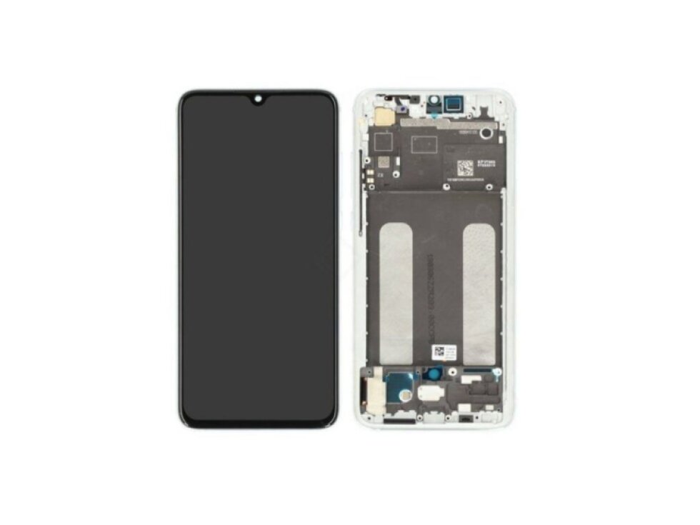 LCD Displej a Dotykové Sklo s rámom Xiaomi Mi9 Lite biela farba - Originál Service pack