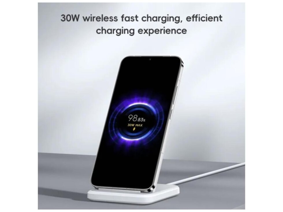 Originálna bezdrôtová nabíjačka Xiaomi 30W s vertikálnym stojanom biela farba
