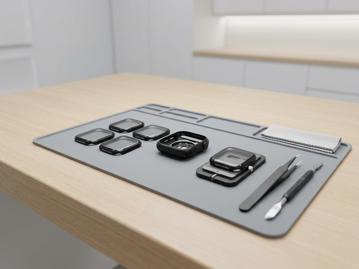 Dotykové sklo + OCA pre Apple Watch Series 7 41mm čierna farba