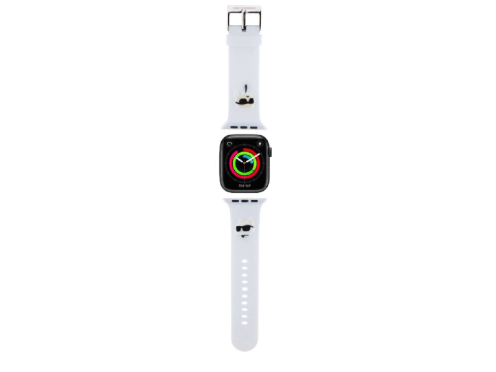 Karl Lagerfeld Karl and Choupette Head Remienok na hodinky Apple Watch 42 / 44 / 45 / 46 / 49mm biela farba