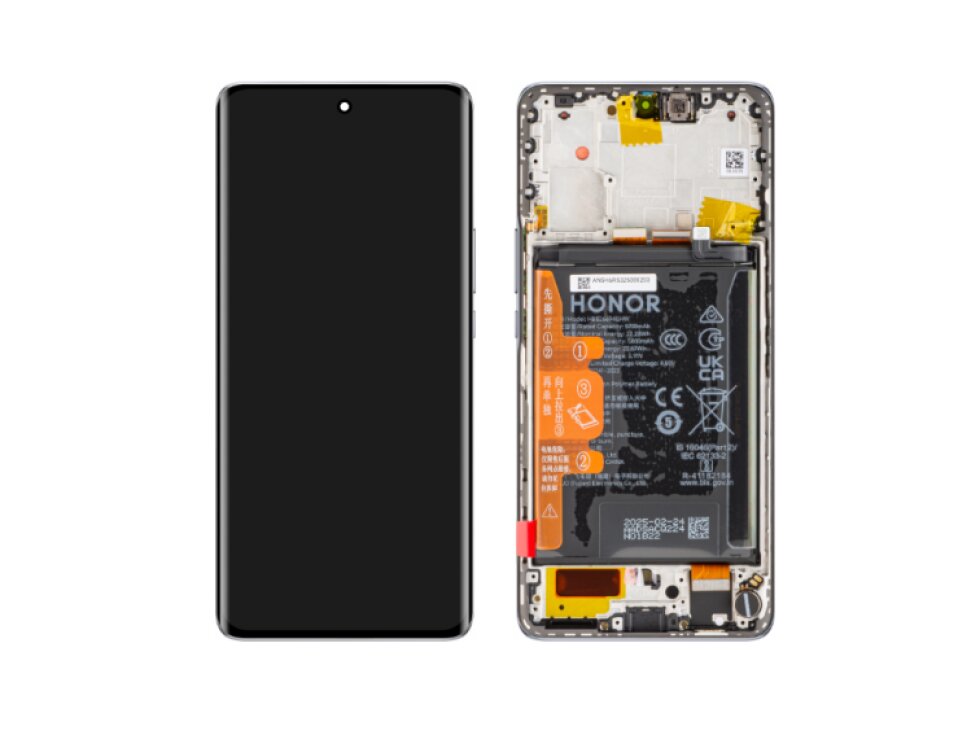 LCD Displej + Dotykové sklo + Rám + Batéria Honor Magic6 Lite / Honor X50 SILVER - Originál Service Pack