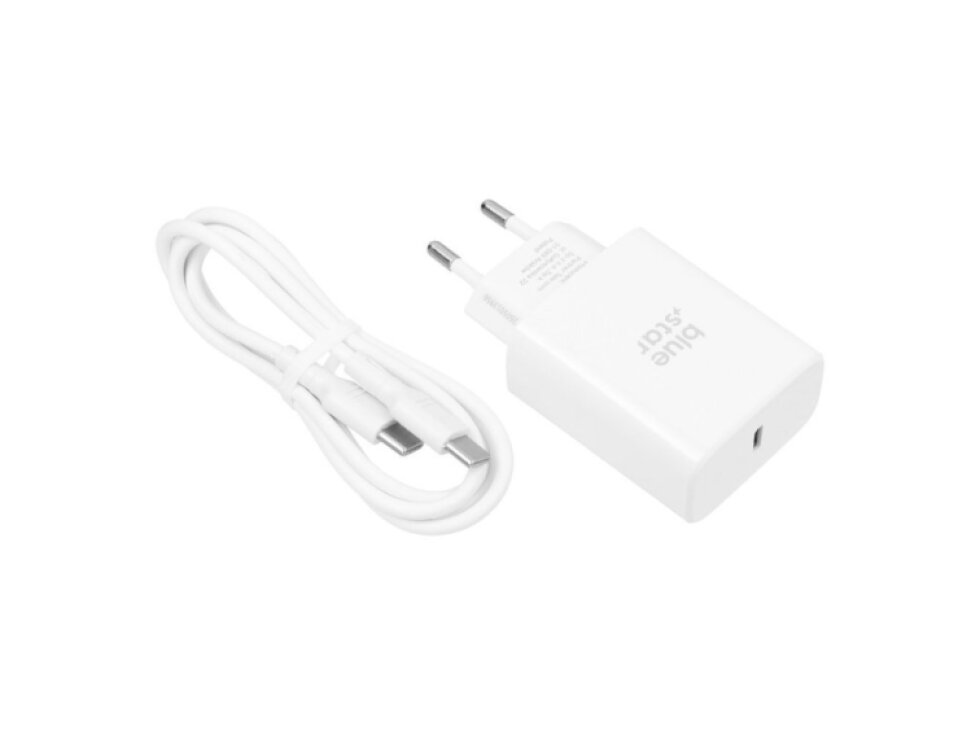 BLUE STAR Cestovná nabíjačka USB C QC4.0 PD 3A 25W + kábel USB C / USB C TFB-TC-25WPD čierna farba
