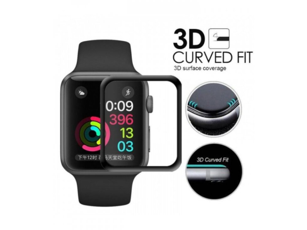 Ochranné tvrdené sklo Apple Watch 4 / 5 / 6 / SE - 44mm 3D čierne