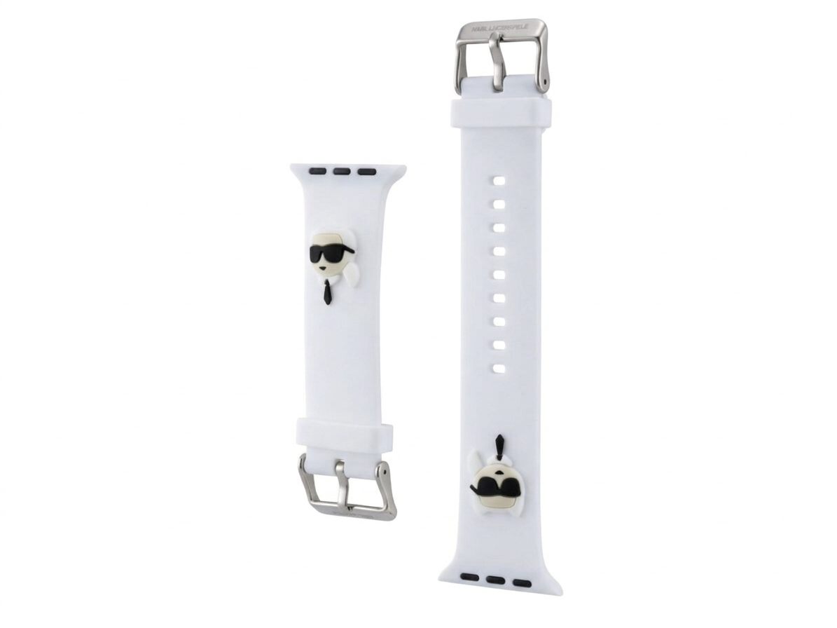 Karl Lagerfeld Karl and Choupette Head Remienok na hodinky Apple Watch 42 / 44 / 45 / 46 / 49mm biela farba