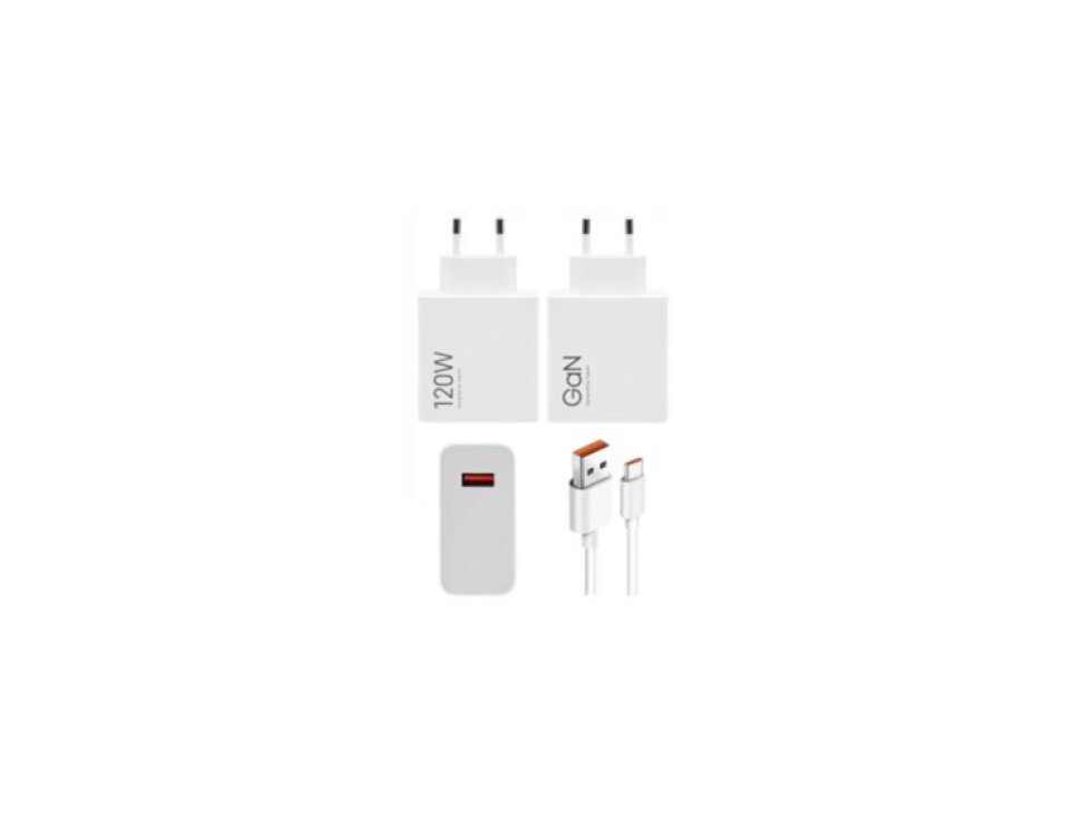 120W GaN Cestovná nabíjačka Xiaomi MDY-14-EE USB-A + USB-C 6A dátový kábel biela farba
