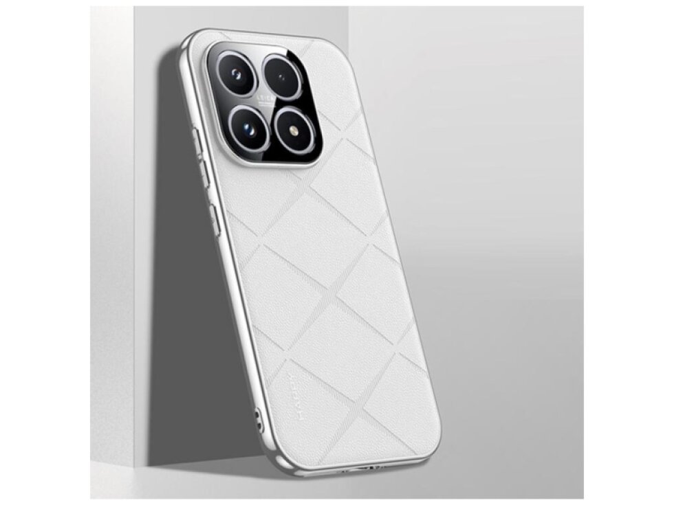 Kryt Xiaomi 17 Pro z PU kože a PC – biely
