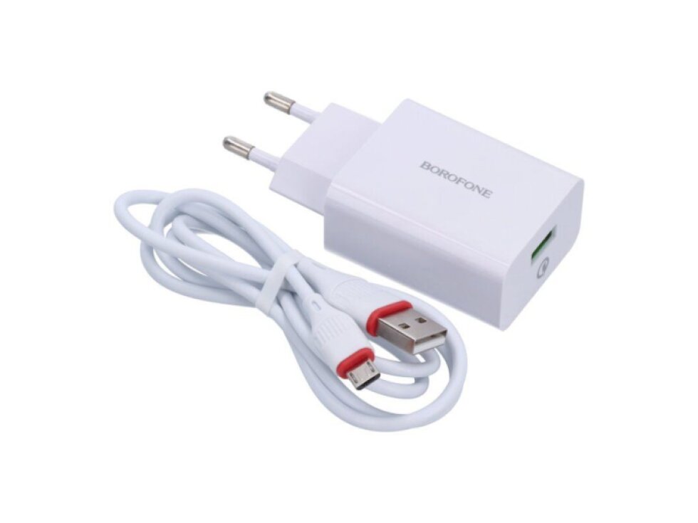 BOROFONE 18W BA21A USB QC3.0 rýchlonabíjačka + micronabíjací kábel BX17 biela farba