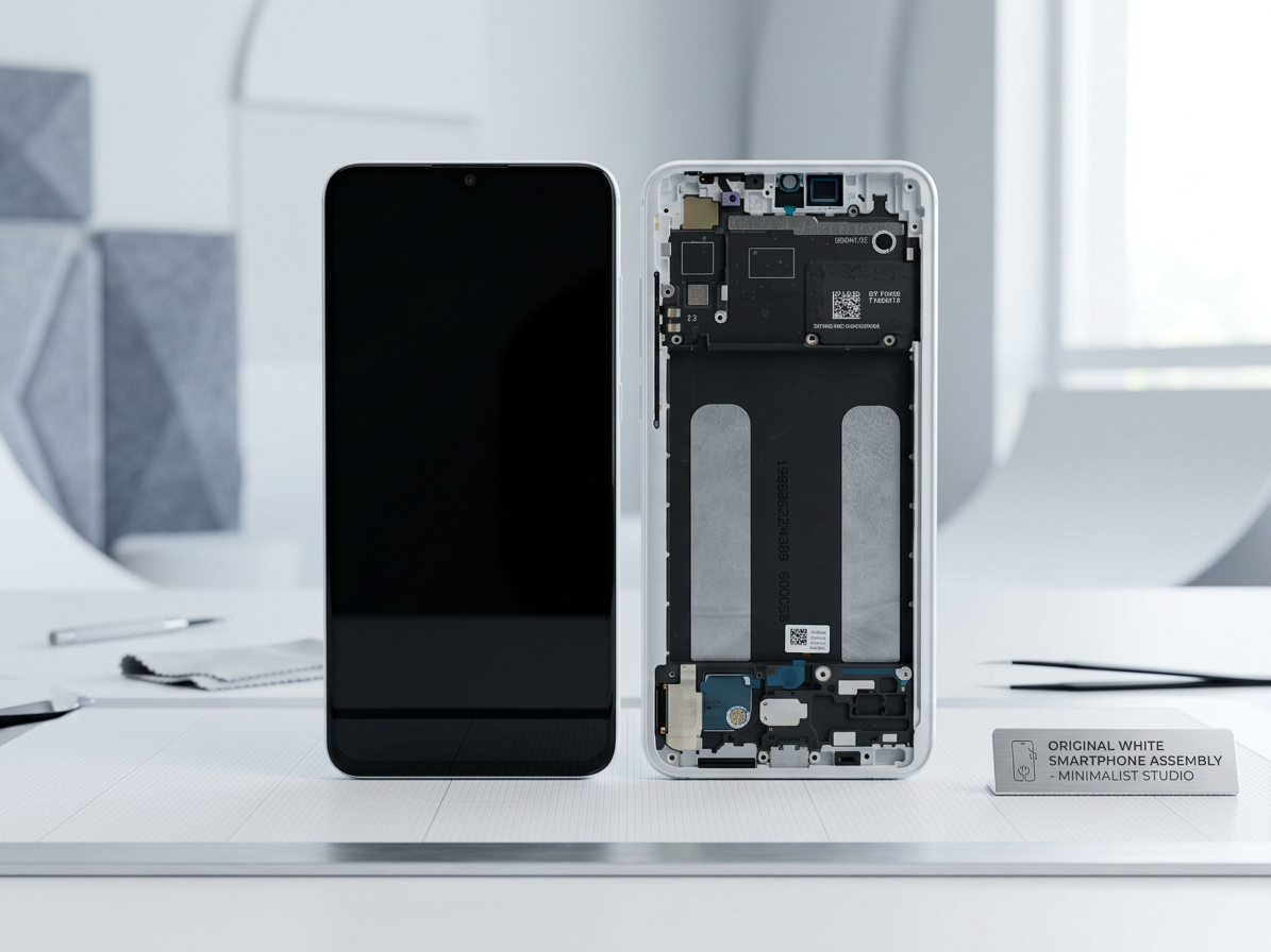LCD Displej a Dotykové Sklo s rámom Xiaomi Mi9 Lite biela farba - Originál Service pack