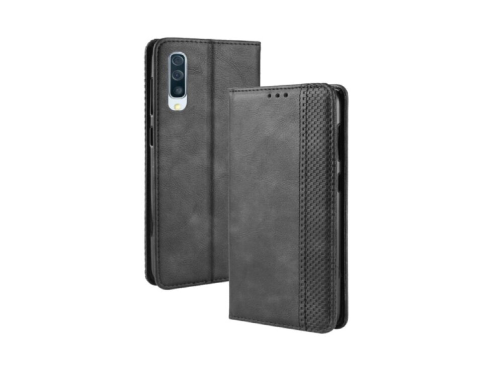 Knižkové puzdro Samsung Galaxy A50 Retro čierna farba