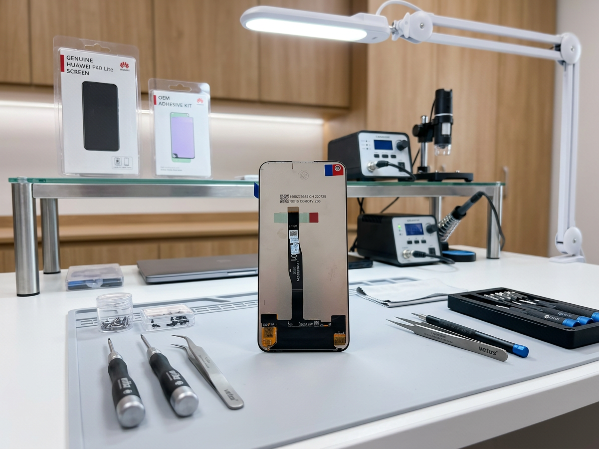 LCD Displej + Dotykové sklo Huawei P40 Lite - Originál service pack Čierna farba