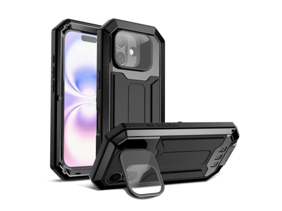 R-JUST Kryt pre iPhone 18 – IP54, posuvný kryt fotoaparátu, čierny