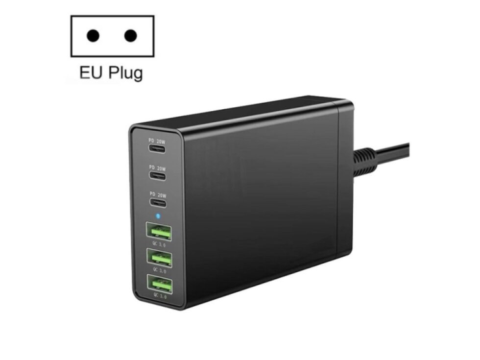 Multifunkčná nabíjačka pre mobil / tablet 96W PD20W x 3 + QC3.0 USB x 3
