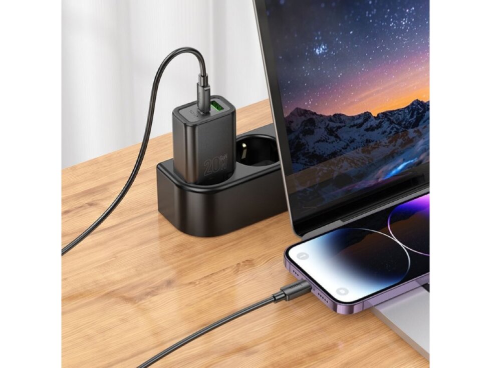 Hoco N61 sieťová nabíjačka USB A + Typ C + kabel Typ C / Typ C PD QC3.0 3A 20W