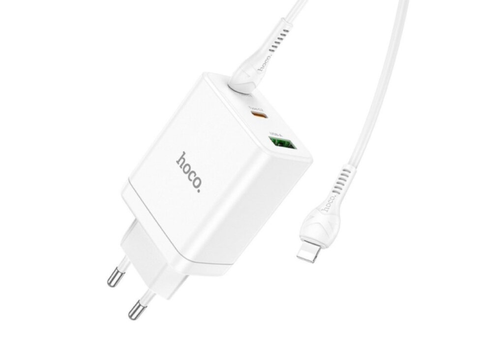 HOCO Nabíjačka 2x Type C/ USB A/ Lightning PD QC3.0 /3A /35W /N33 /biela farba