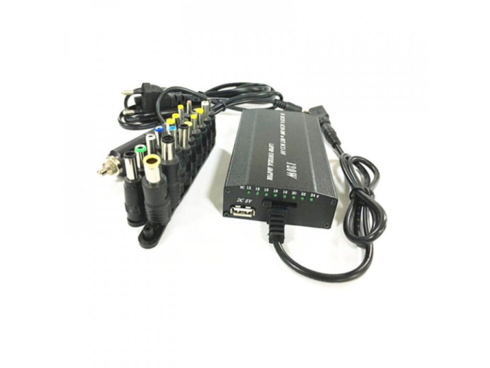 120W 12-24V nastaviteľná univerzálna nabíjačka na notebook do auta s 18 voliteľnými adaptérmi + EU Adaptér