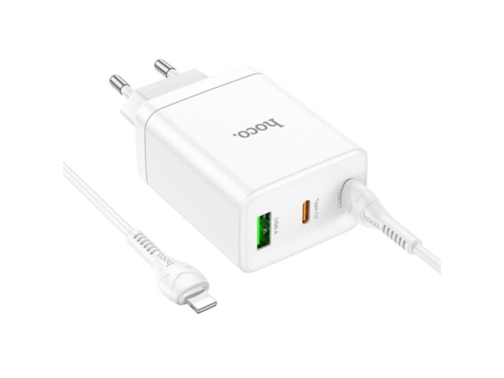 HOCO Nabíjačka 2x Type C/ USB A/ Lightning PD QC3.0 /3A /35W /N33 /biela farba