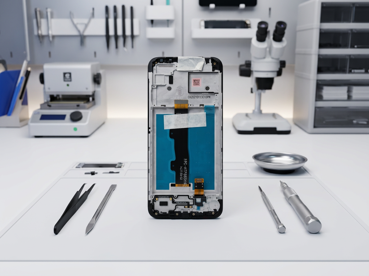 LCD Displej + Dotykové sklo + Rám Motorola Moto E7 / E7i Power Čierna farba