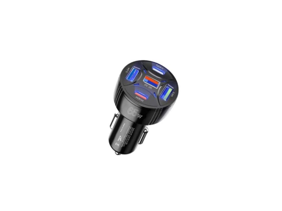 65W Autonabíjačka PD30W TYP-C x 2 / USB x 3 čierna farba