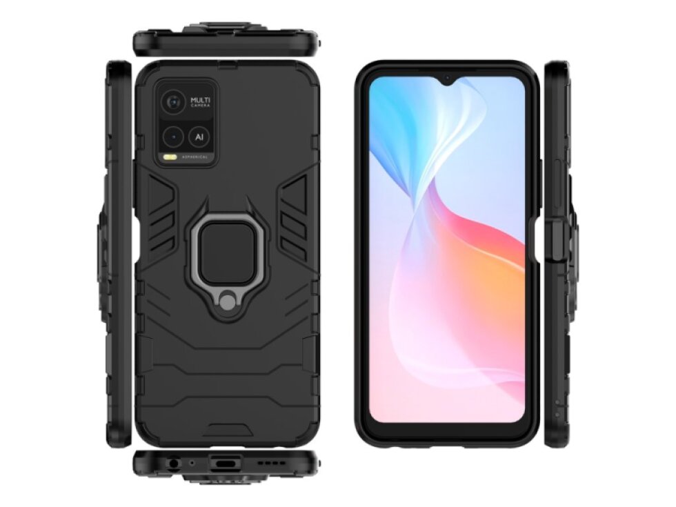 Kryt pre Vivo Y21 Shockproof s držiakom čierny