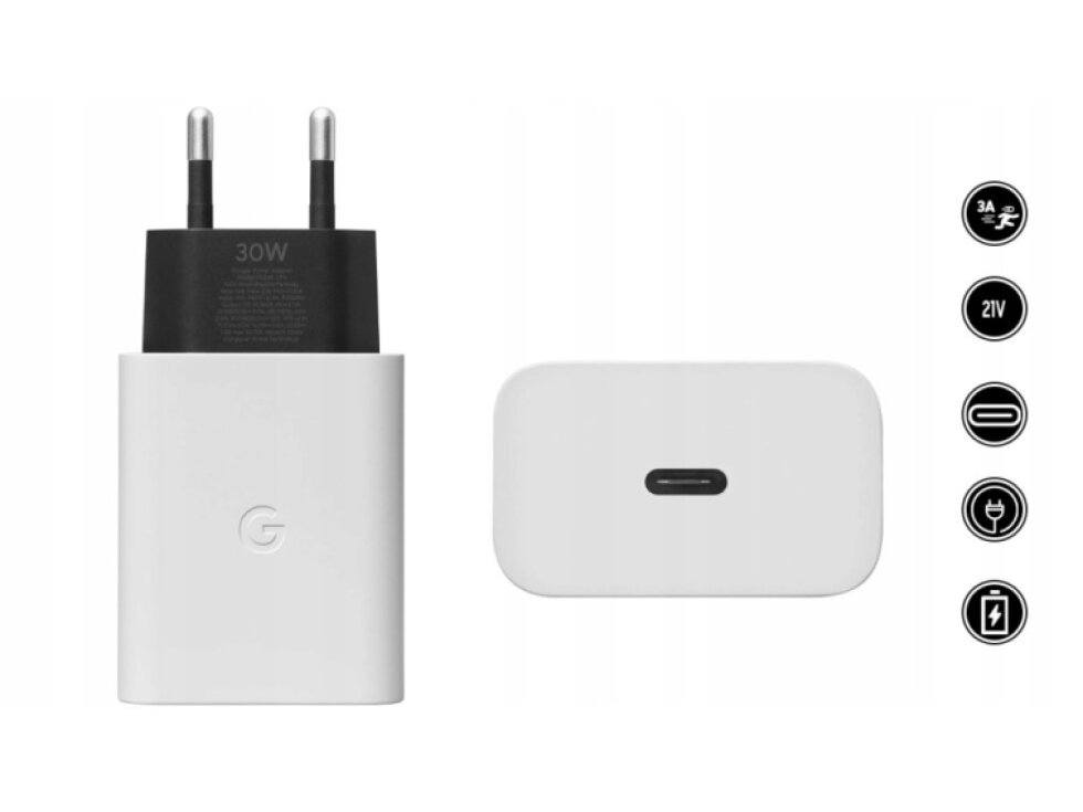 Nabíjačka Google GLE6S 30W Type?C čierna / biela farba -bulk