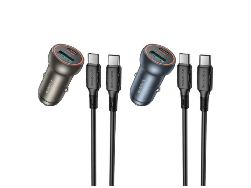 HOCO PD30W Type-C a QC3.0 USB nabíjačka do auta s 1m káblom Type-C