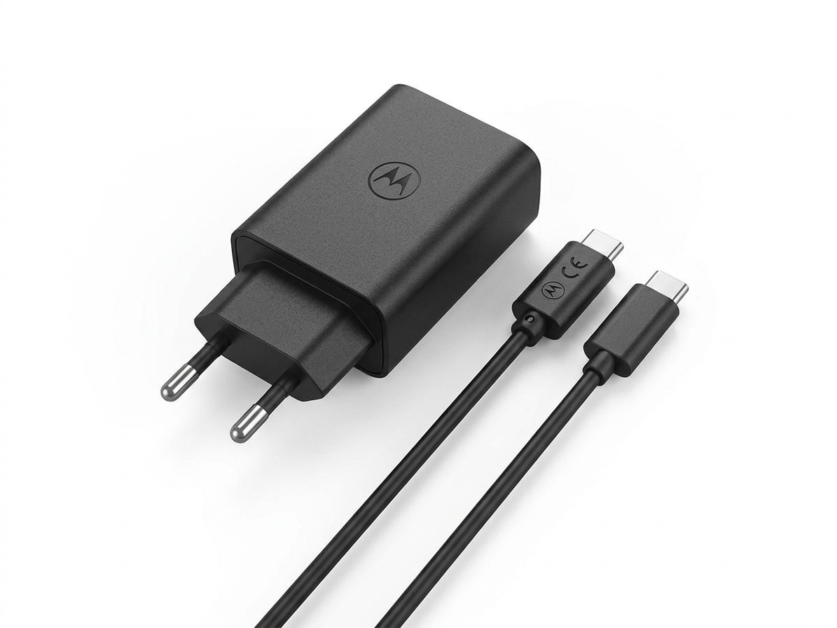 68W TurboPower Nabíjačka MOTOROLA USB-C + USB-C dátový kábel 6.5A čierna farba
