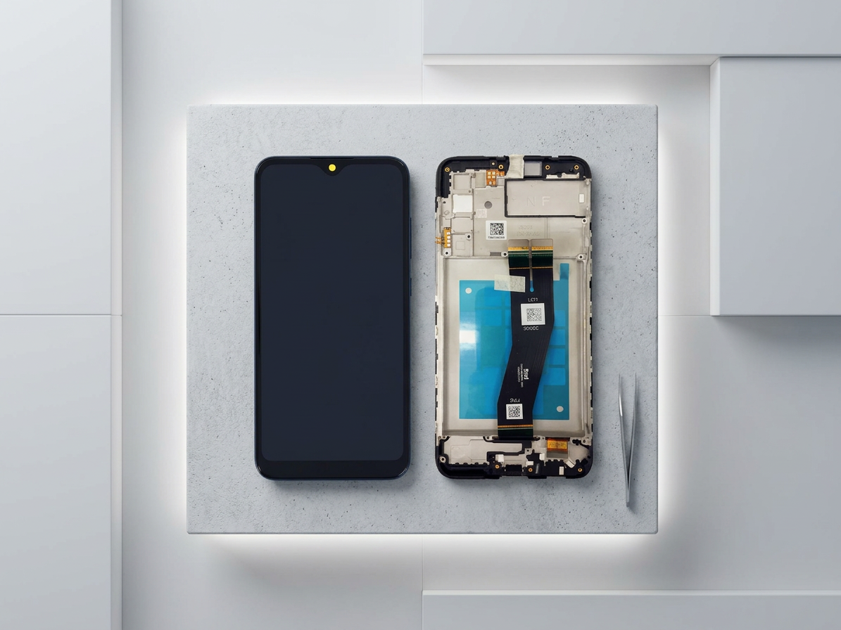 LCD displej + Dotykové sklo + Rám Samsung Galaxy A03s A037F čierna farba