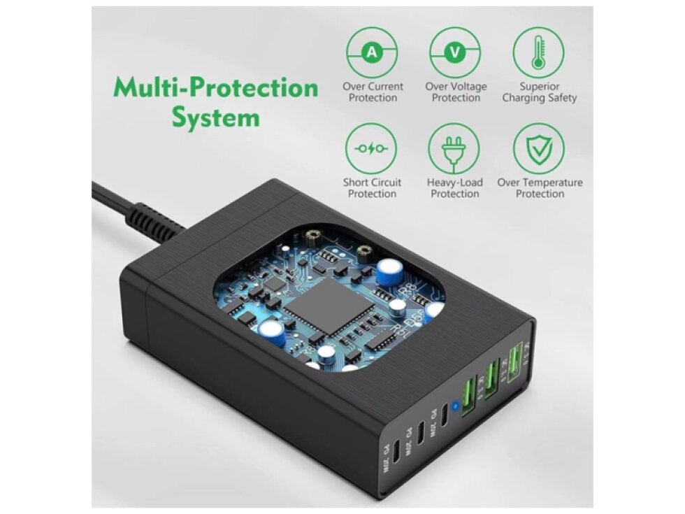 Multifunkčná nabíjačka pre mobil / tablet 96W PD20W x 3 + QC3.0 USB x 3