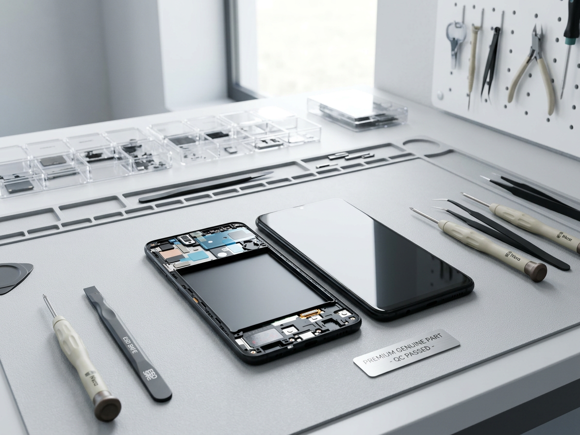 Originálny LCD Displej + Dotykové sklo + Rám pre Samsung Galaxy A50 (A505) – Čierny (Service Pack)