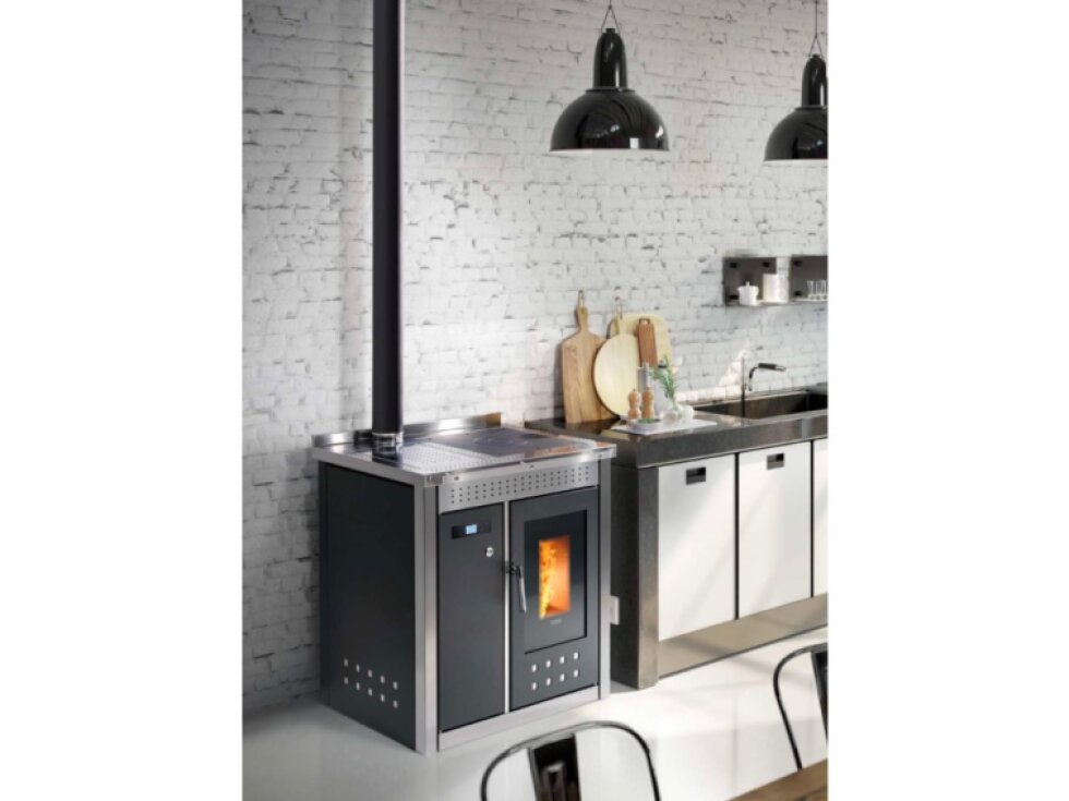 KLOVER STAR 90 INOX - kuchyňský sporák na dřevo, nerezový